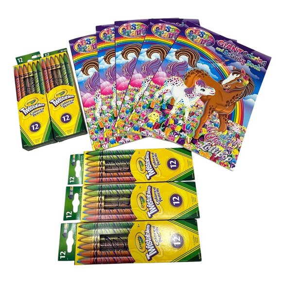 Lisa Frank Giant Coloring Activity Book 2019 Crayola Twistables Crayons Lot of 5 - Picture 1 of 9